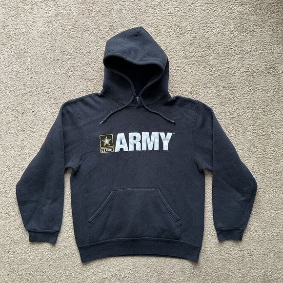 Soffe Other - US Army Sweatshirt Mens Small Vtg Soffe Black Hoodie Pockets Logo